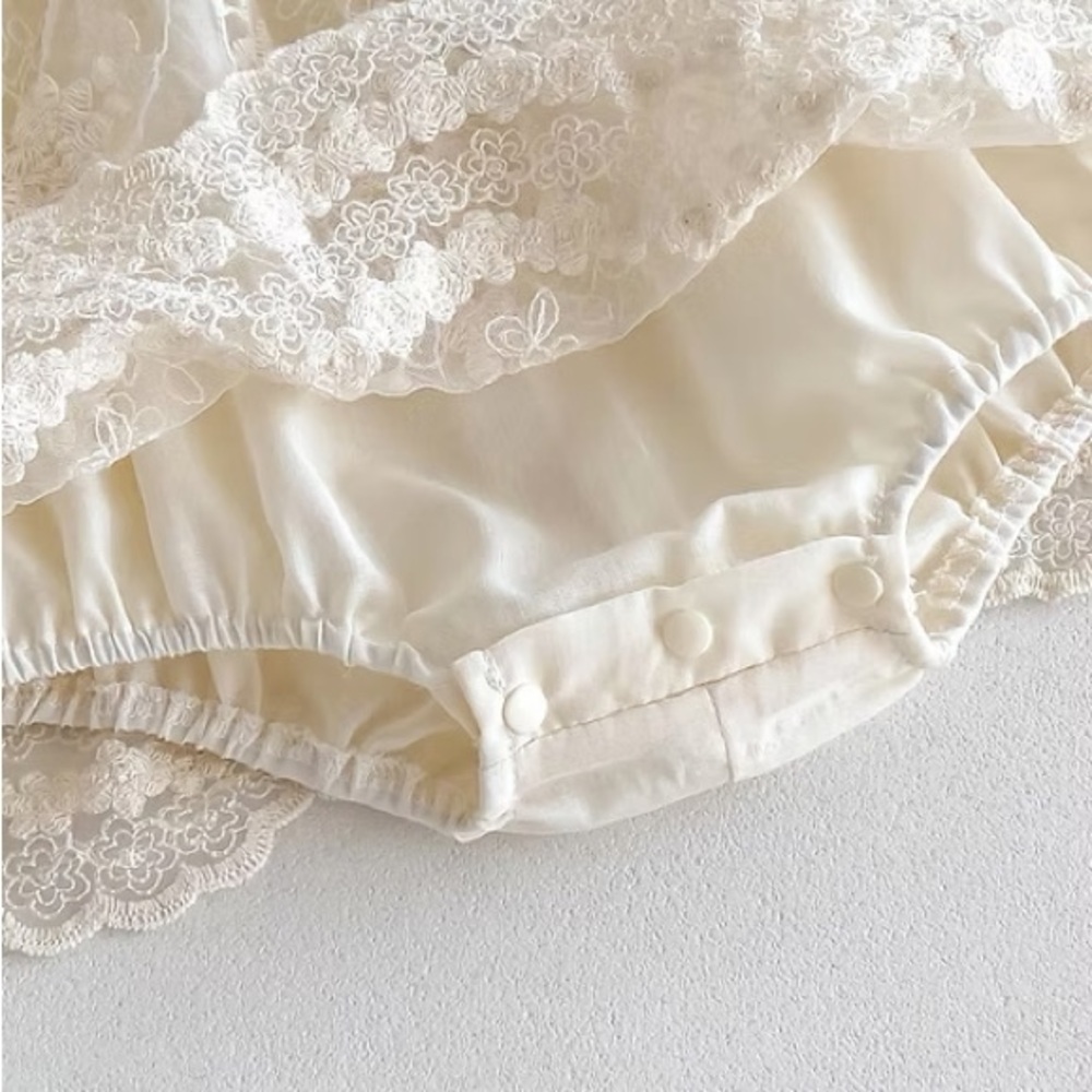 Ivory Lace Ruffle Baby Dress Top - Picture 5 of 5